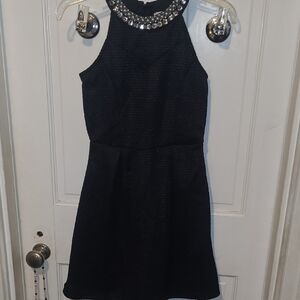 Monteau Black Dress with Pearl Embellishments